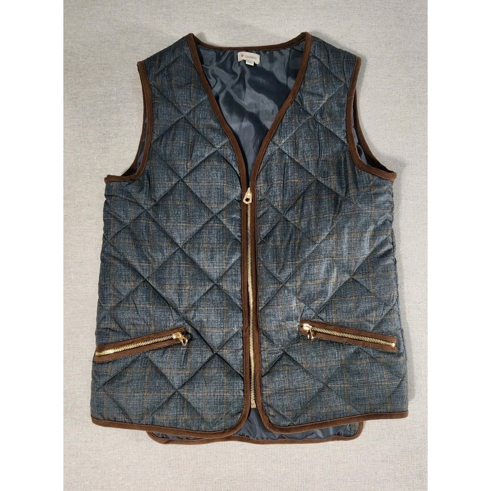 CREMIEUX Quilted Vest Zip‎ Up Outdoor Wear womens size XS brown lining gold zip